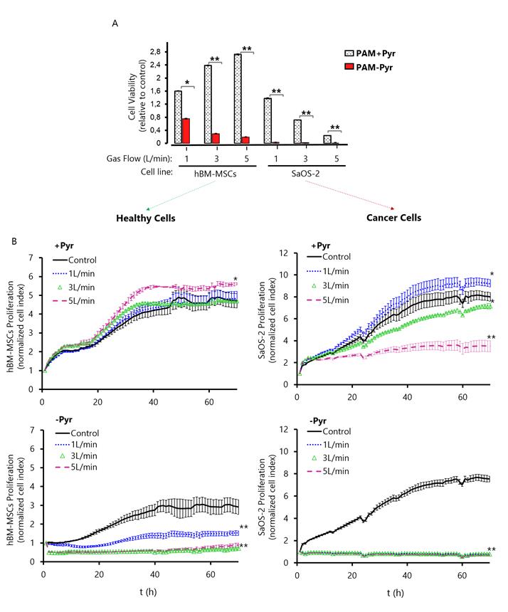 Pyruvate Plays a Main Role in the Antitumoral Selectivity of Cold Atmospheric Plasma in Osteosarcoma