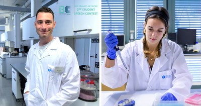 Roberto Fagotto and Nerea García de Albéniz, 2nd and 3rd place in the 2nd Students Speech Contest of the Bioceramics Network